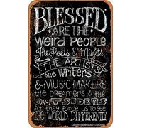 Blessed are The Weird People 8x12 Inch Tin Vintage Look Decoration Crafts Sign for Home Kitchen Bathroom Farm Garden Garage Inspirational Quotes Wall Decor