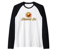 Blessed Be Watercolor Sun Floral Sunshine Illustration Raglan Baseball Tee