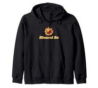 Blessed Be Watercolor Sun Floral Sunshine Illustration Zip Hoodie