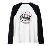 Blessed Beyond Measure Simply Blessed Blessing ART ON BACK Raglan Baseball Tee
