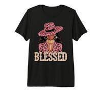 Blessed Black Woman Melanin Queen Pink Leopard Glam Premium T-Shirt