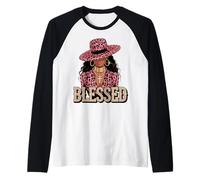 Blessed Black Woman Melanin Queen Pink Leopard Glam Raglan Baseball Tee