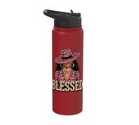 Blessed Black Woman Melanin Queen Pink Leopard Glam Stainless Steel Insulated Water Bottle