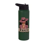 Blessed Black Woman Melanin Queen Pink Leopard Glam Stainless Steel Insulated Water Bottle
