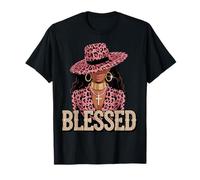 Blessed Black Woman Melanin Queen Pink Leopard Glam T-Shirt