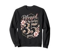 Blessed By God 35 Years Floral Leopard Number Sweatshirt