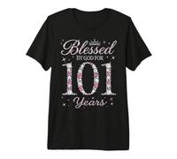 Blessed by God for 101 Years Old 101st Birthday Party Queen Premium T-Shirt
