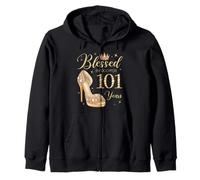 Blessed By God For 101 Years Old 101st Birthday Woman Queen Zip Hoodie