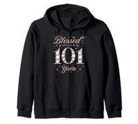 Blessed By God For 101 Years Old 101st Birthday Woman Queen Zip Hoodie