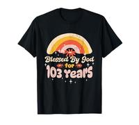 Blessed by God for 103 Years Rainbow Flower 103rd Birthday T-Shirt