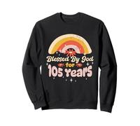 Blessed By God For 105 Years Rainbow Flower 105th Birthday Sweatshirt