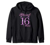 Blessed By God For 16 Years Old 16th Birthday Party Zip Hoodie