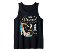 Blessed by God for 21 Years Old 21st Birthday Party Queens Tank Top