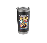 Blessed by God for 22 Years 22nd Birthday Religious Theme Stainless Steel Insulated Tumbler