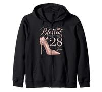 Blessed By God For 28 Years Old 28th Birthday Party Queen Zip Hoodie
