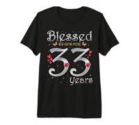 Blessed By God for 33 Years Old 33rd Birthday Party Queen Premium T-Shirt