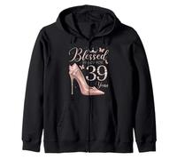 Blessed By God For 39 Years Old 39th Birthday Party Queen Zip Hoodie