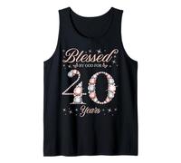 Blessed By God for 40 Years Old 40th Birthday Woman Queen Tank Top