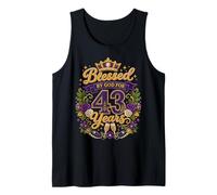 Blessed by God for 43 Years Old Women 43rd Birthday Queen Tank Top