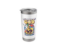 Blessed by God for 49 Years 49th Birthday Religious Theme Stainless Steel Insulated Tumbler