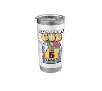 Blessed by God for 5 Years 5th Birthday Religious Theme Stainless Steel Insulated Tumbler