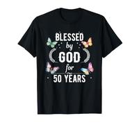 Blessed By God for 50 Years Old Cute Butterfly 50th Birthday T-Shirt