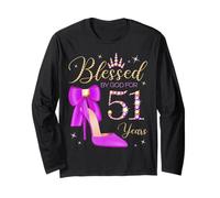Blessed By God For 51 Years Old 51st Birthday Party Queen Long Sleeve T-Shirt