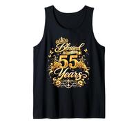 Blessed by God for 55 Years Old Women 55th Birthday Queen Tank Top