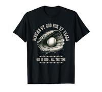 Blessed by God for 57 Years Old Baseball 57th Birthday Gifts T-Shirt