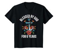 Blessed by God for 6 Years Rose Flower Anchor 6th Birthday T-Shirt