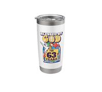 Blessed by God for 63 Years 63rd Birthday Religious Theme Stainless Steel Insulated Tumbler