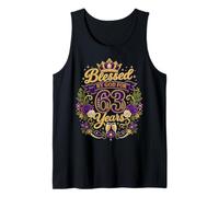 Blessed by God for 63 Years Old Women 63rd Birthday Queen Tank Top