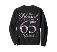 Blessed by God for 65 Years Old 65th Birthday Party Queen Sweatshirt