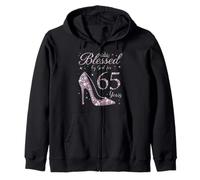 Blessed by God for 65 Years Old 65th Birthday Party Queen Zip Hoodie
