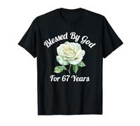 Blessed by God for 67 Years White Rose Flower 67th Birthday T-Shirt