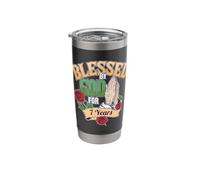 Blessed by God for 7 Years 7th Birthday Party Praying Hands Stainless Steel Insulated Tumbler