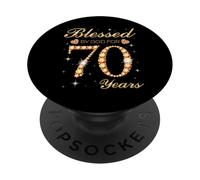 Blessed by God for 70 Years Old Woman 70th Birthday PopSockets Adhesive PopGrip