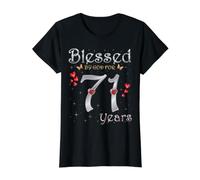 Blessed By God for 71 Years Old 71st Birthday Party Queen Value Graphic T-Shirt, Women, Black, M