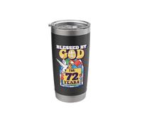 Blessed by God for 72 Years 72nd Birthday Religious Theme Stainless Steel Insulated Tumbler