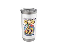 Blessed by God for 73 Years 73rd Birthday Religious Theme Stainless Steel Insulated Tumbler