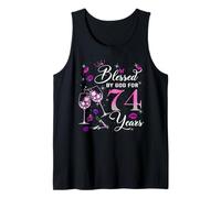 Blessed by God for 74 Years Old Women 74th Birthday Queen Tank Top