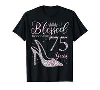Blessed by God for 75 Years Old 75th Birthday Party Queen T-Shirt