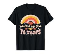 Blessed by God for 76 Years Old Rainbow Flower 76th Birthday T-Shirt
