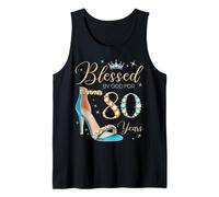 Blessed by God for 80 Years Old 80th Birthday Party Queens Tank Top