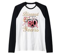 Blessed by God for 80 Years Old Women 80th Birthday Queen Raglan Baseball Tee