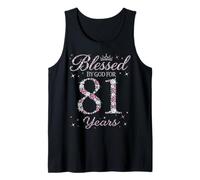 Blessed by God for 81 Years Old 81st Birthday Party Queen Tank Top