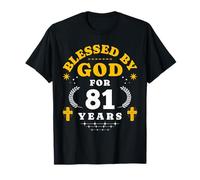 Blessed By God for 81 Years Vintage Christian 81st Birthday T-Shirt