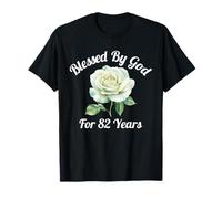 Blessed by God for 82 Years White Rose Flower 82nd Birthday T-Shirt