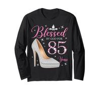Blessed By God for 85 Years Old 85th Birthday Party Queens Long Sleeve T-Shirt