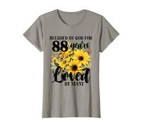 Blessed By God For 88 Years Loved Sunflower 88th Birthday T-Shirt